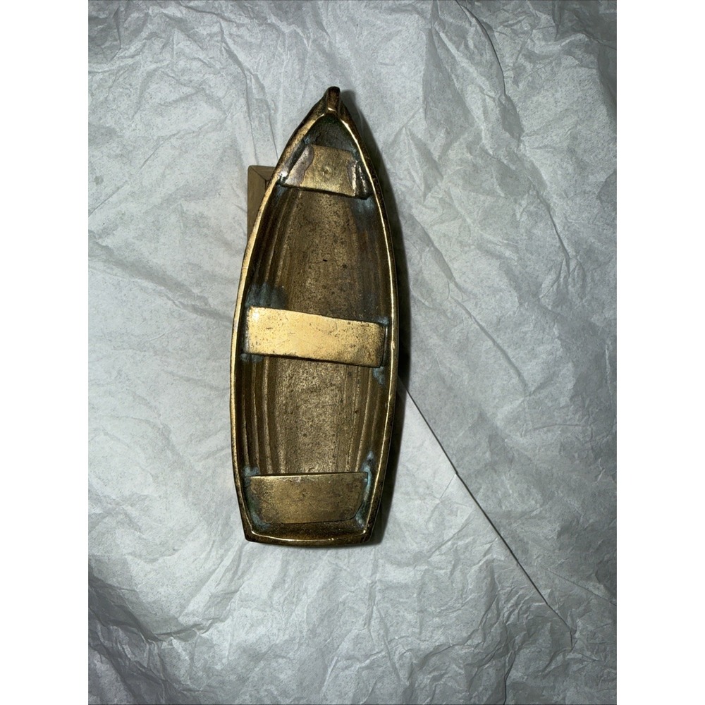 Vintage Brass Fishing Boat Ashtray Coin Tray Philadelphia Manufacturing Co - Picture 6 of 6